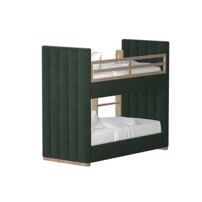 Paolo Bunk Bed with Soft Upholstery and Beechwood Accents