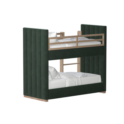 Paolo Bunk Bed with Soft Upholstery and Beechwood Accents