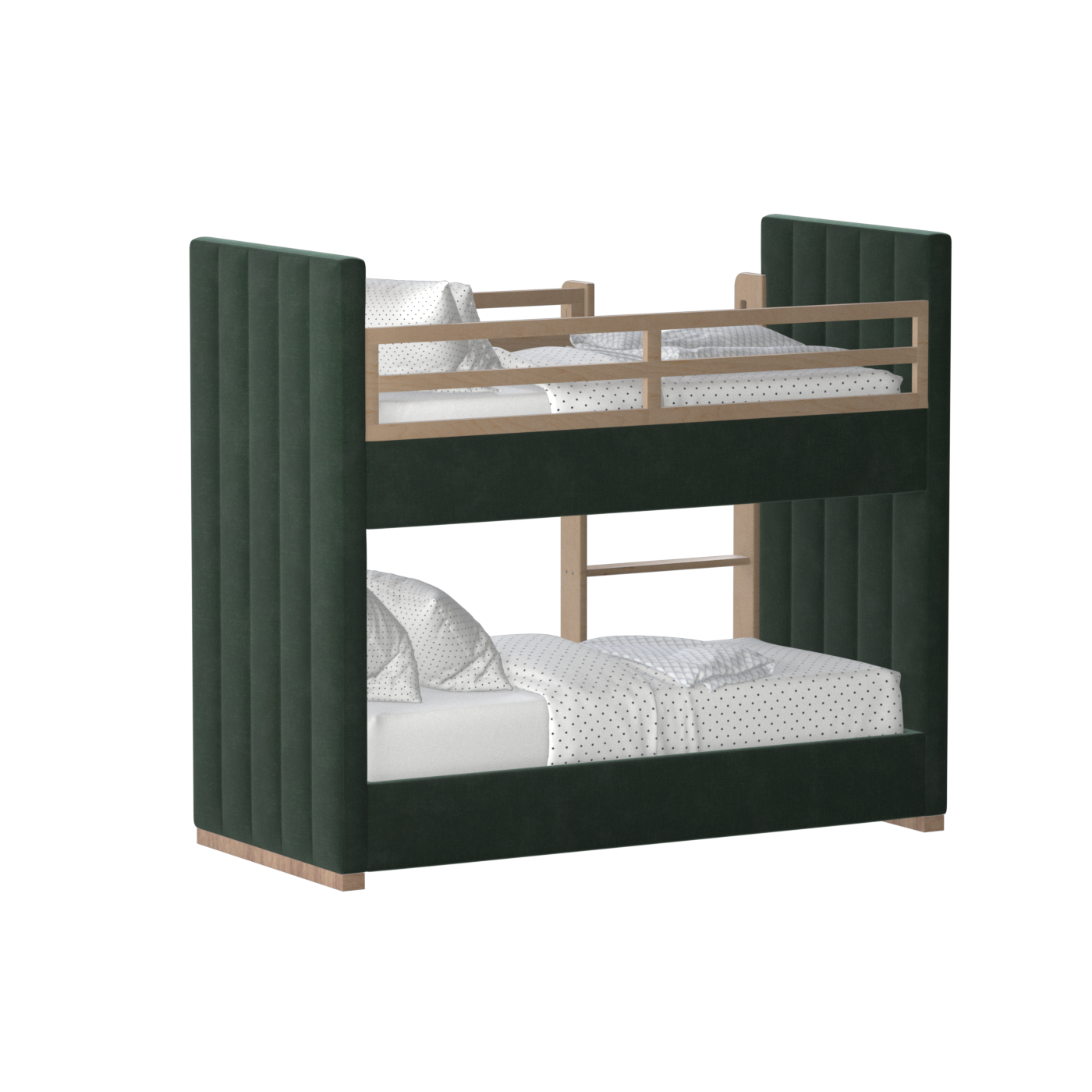 Paolo Bunk Bed with Soft Upholstery and Beechwood Accents