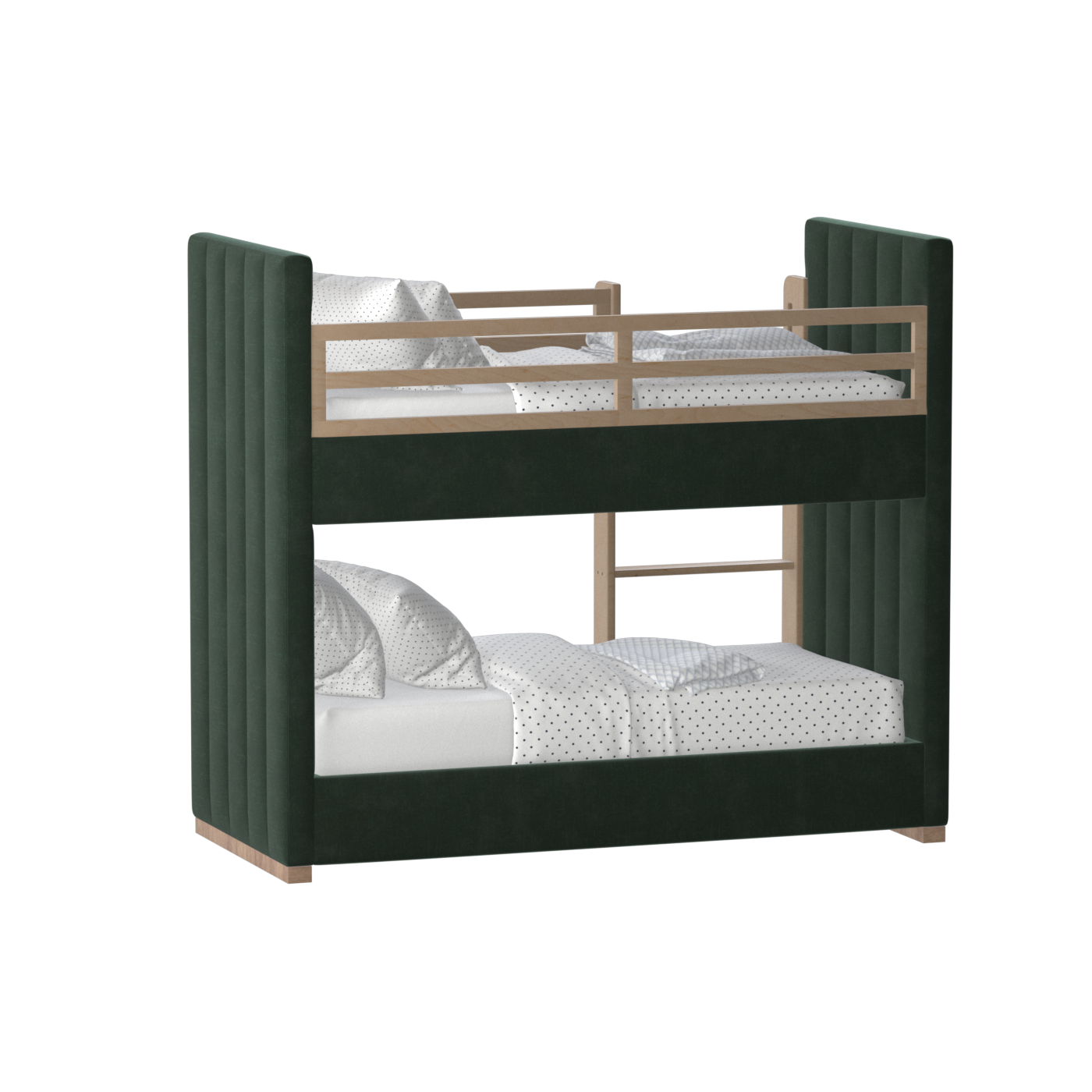 Paolo Bunk Bed with Soft Upholstery and Beechwood Accents