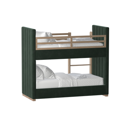 Paolo Bunk Bed with Soft Upholstery and Beechwood Accents