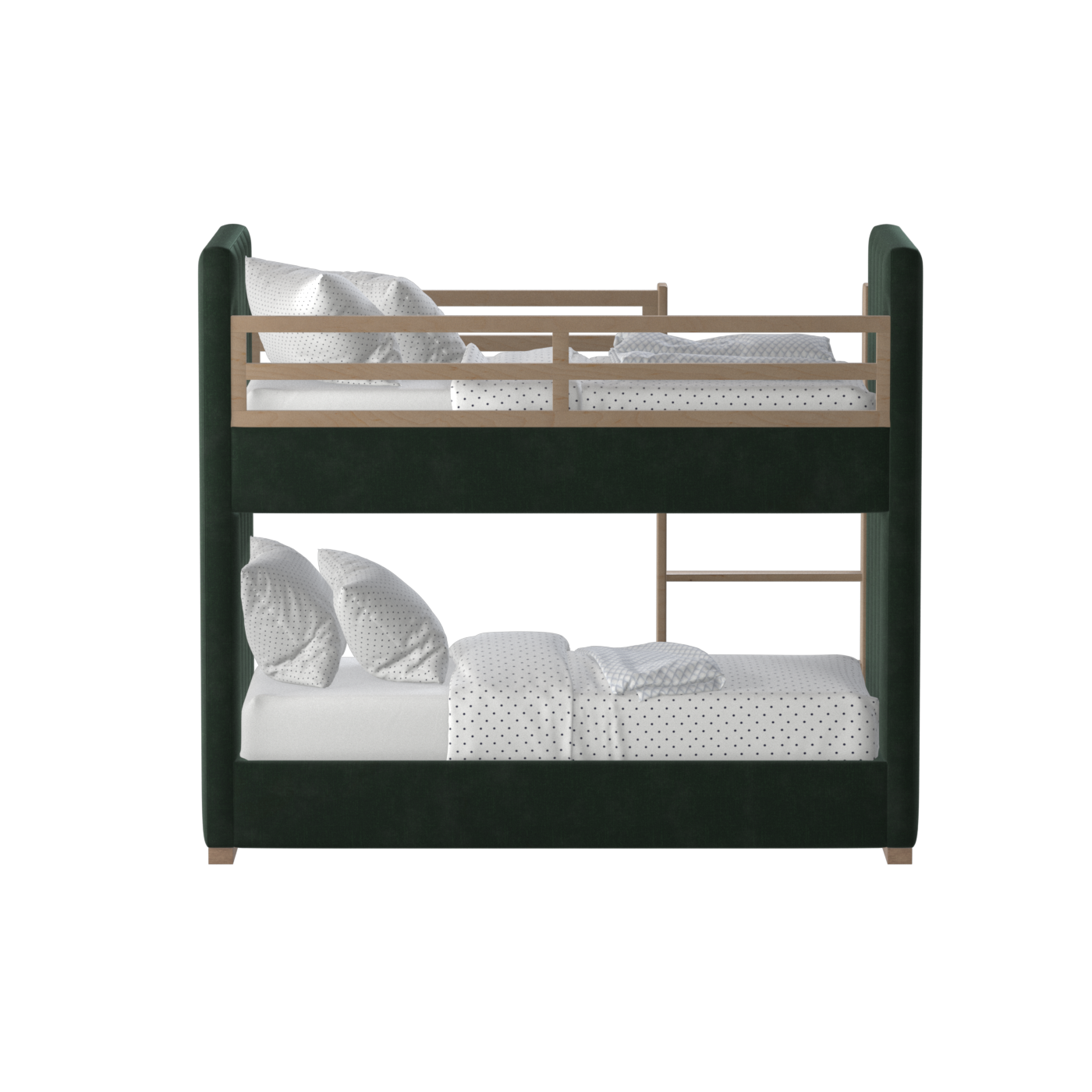 Paolo Bunk Bed with Soft Upholstery and Beechwood Accents