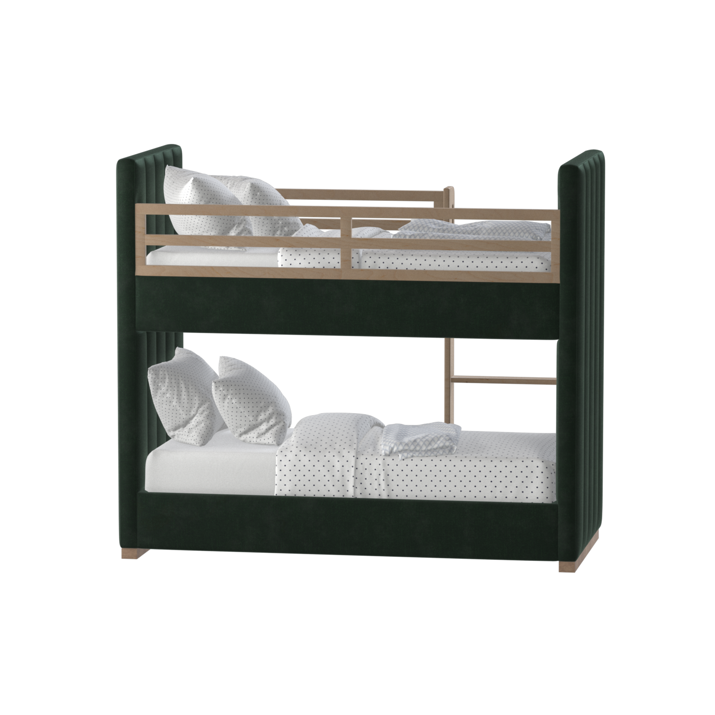 Paolo Bunk Bed with Soft Upholstery and Beechwood Accents