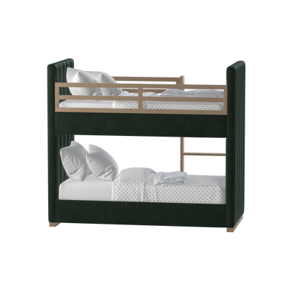 Paolo Bunk Bed with Soft Upholstery and Beechwood Accents