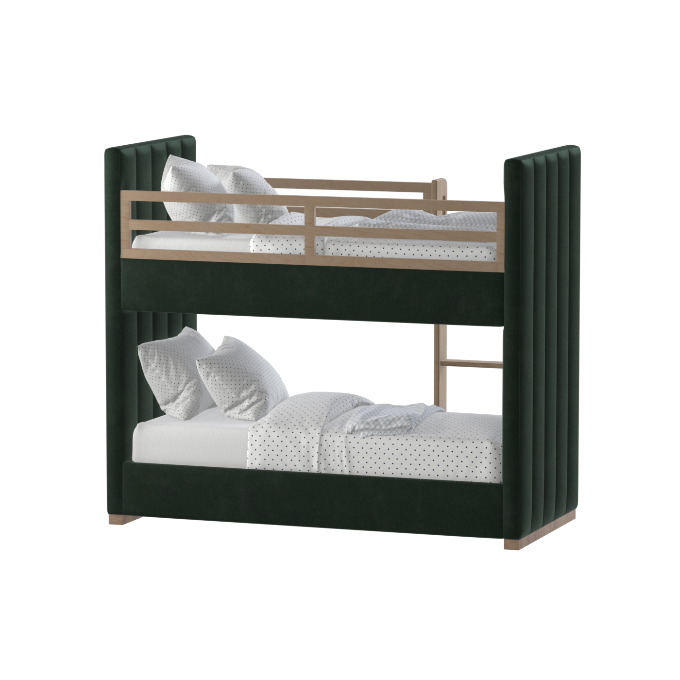Paolo Bunk Bed with Soft Upholstery and Beechwood Accents