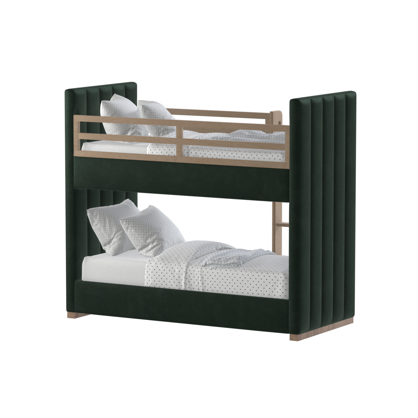 Paolo Bunk Bed with Soft Upholstery and Beechwood Accents
