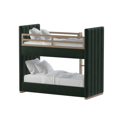 Paolo Bunk Bed with Soft Upholstery and Beechwood Accents