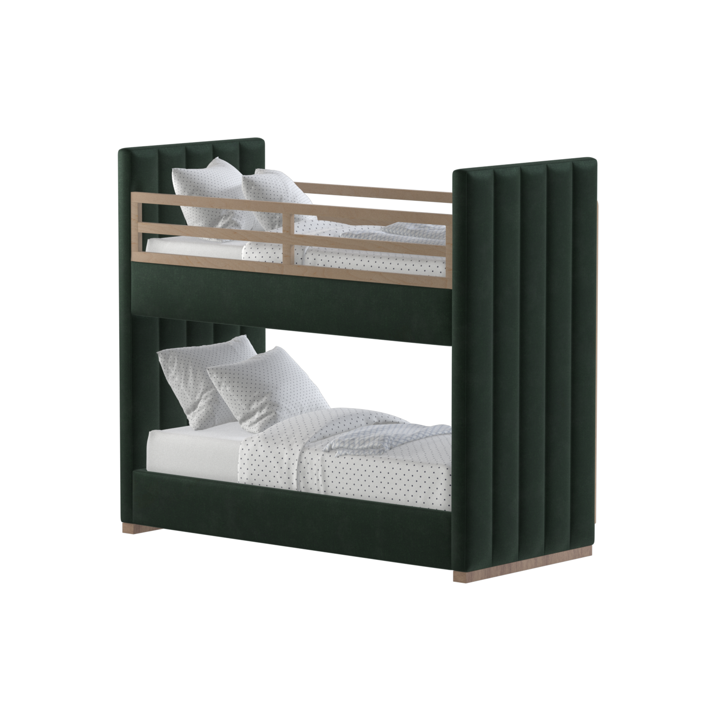 Paolo Bunk Bed with Soft Upholstery and Beechwood Accents