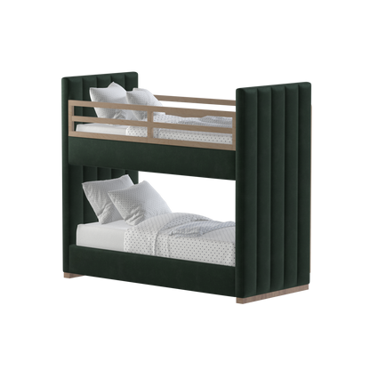 Paolo Bunk Bed with Soft Upholstery and Beechwood Accents