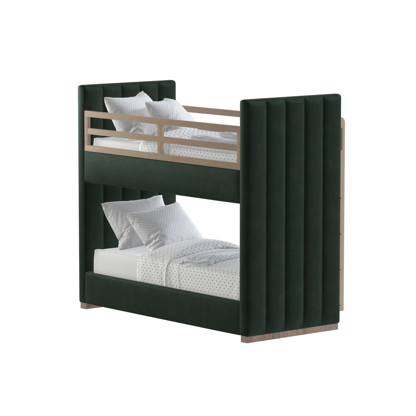 Paolo Bunk Bed with Soft Upholstery and Beechwood Accents