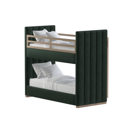Paolo Bunk Bed with Soft Upholstery and Beechwood Accents