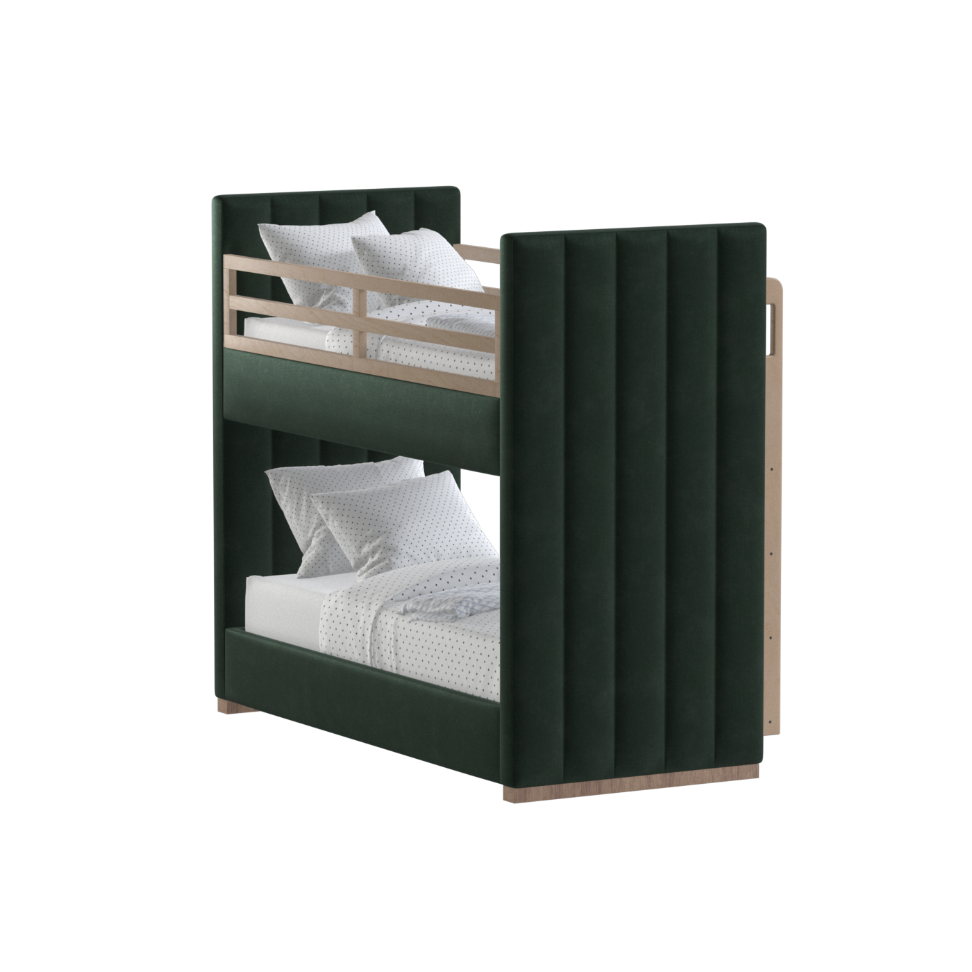 Paolo Bunk Bed with Soft Upholstery and Beechwood Accents