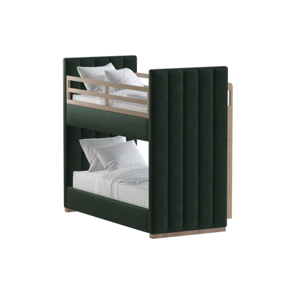 Paolo Bunk Bed with Soft Upholstery and Beechwood Accents