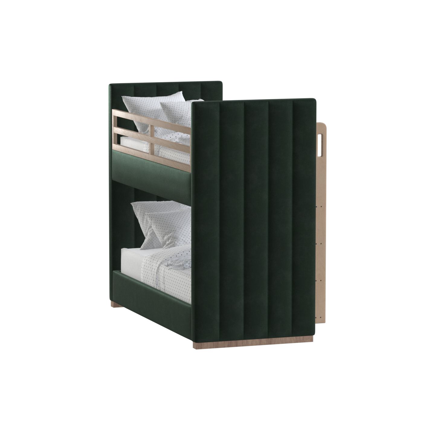 Paolo Bunk Bed with Soft Upholstery and Beechwood Accents