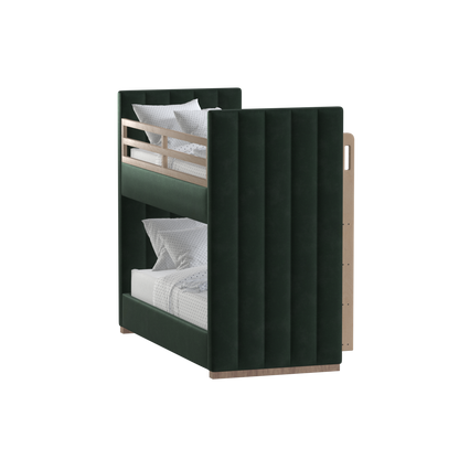 Paolo Bunk Bed with Soft Upholstery and Beechwood Accents