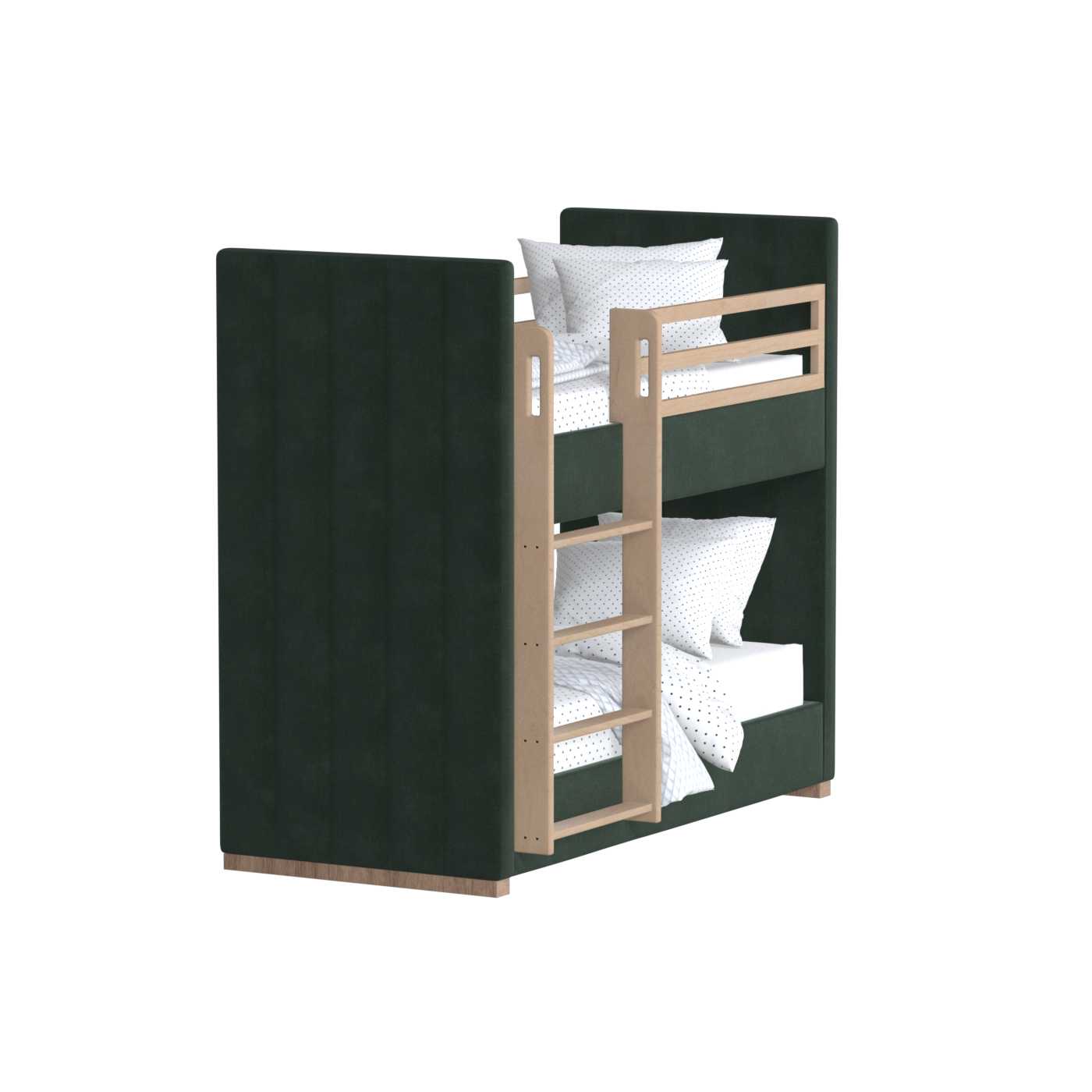 Paolo Bunk Bed with Soft Upholstery and Beechwood Accents