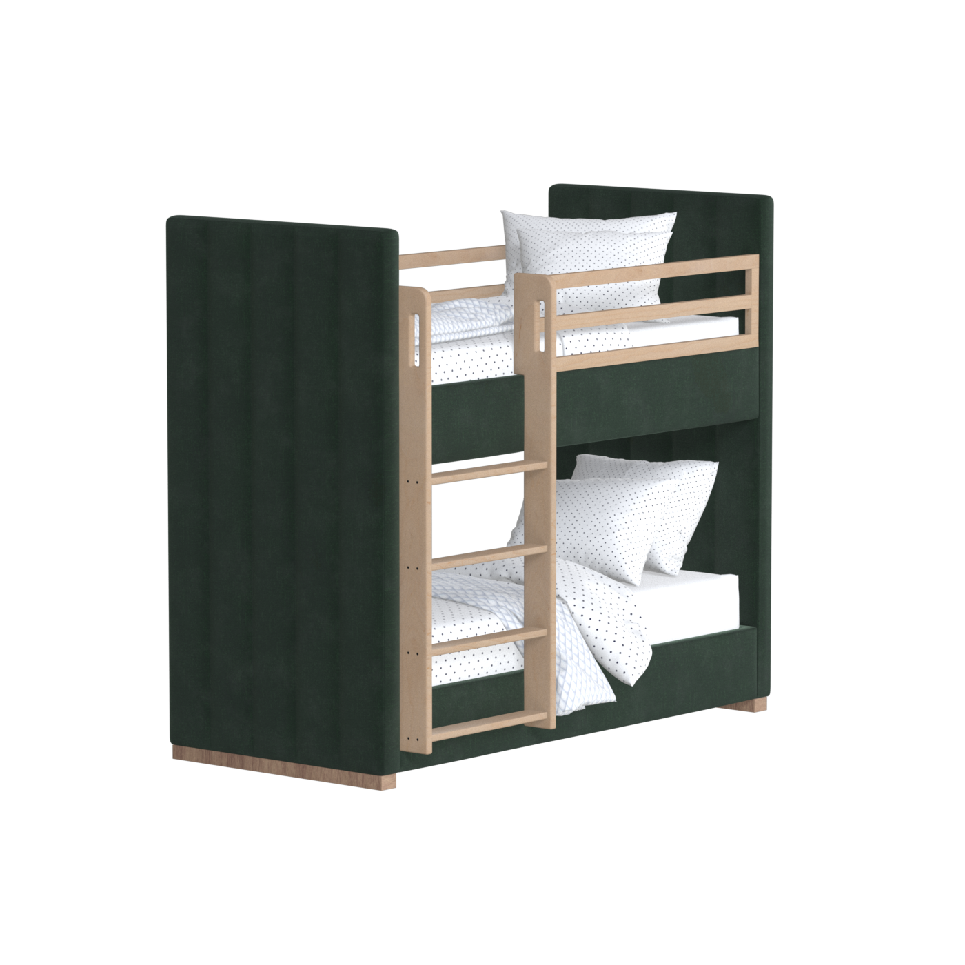 Paolo Bunk Bed with Soft Upholstery and Beechwood Accents