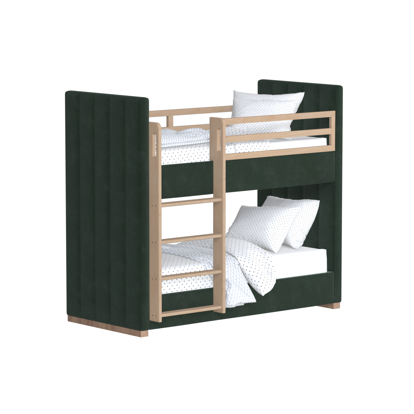 Paolo Bunk Bed with Soft Upholstery and Beechwood Accents