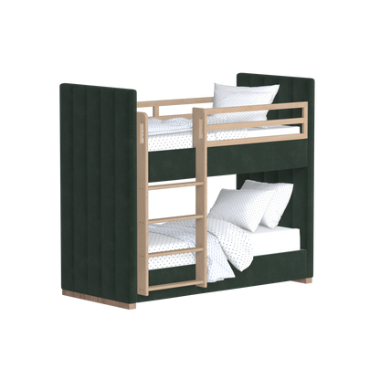 Paolo Bunk Bed with Soft Upholstery and Beechwood Accents