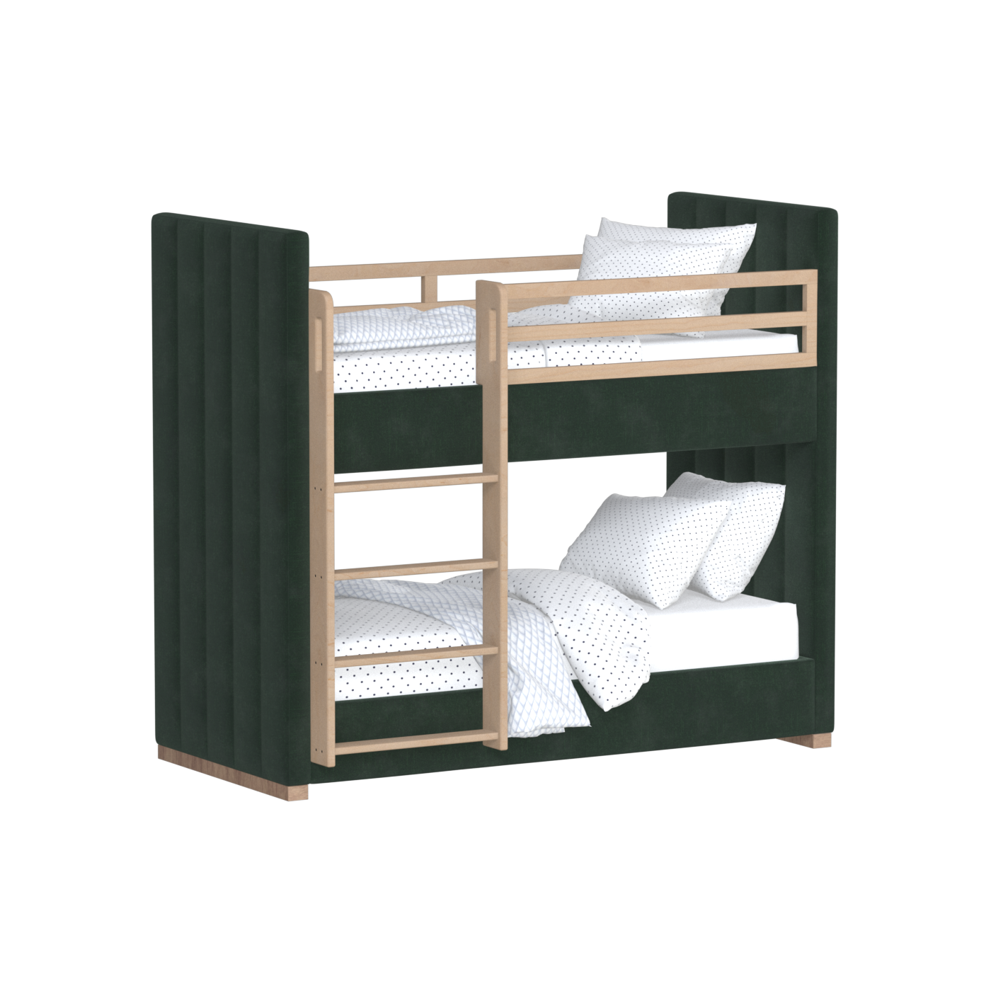 Paolo Bunk Bed with Soft Upholstery and Beechwood Accents