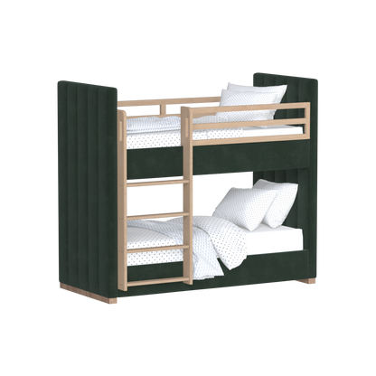 Paolo Bunk Bed with Soft Upholstery and Beechwood Accents