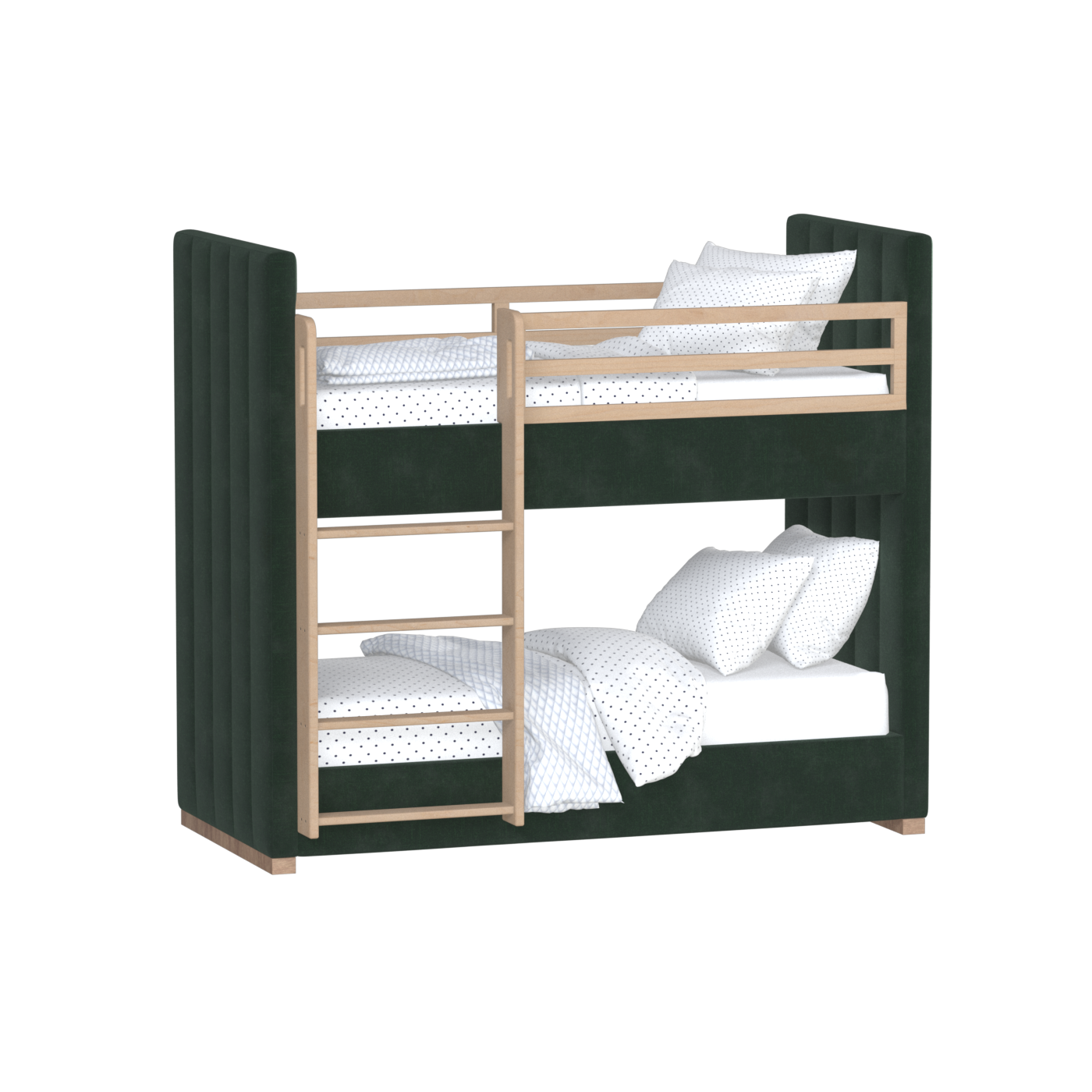 Paolo Bunk Bed with Soft Upholstery and Beechwood Accents