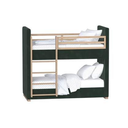 Paolo Bunk Bed with Soft Upholstery and Beechwood Accents