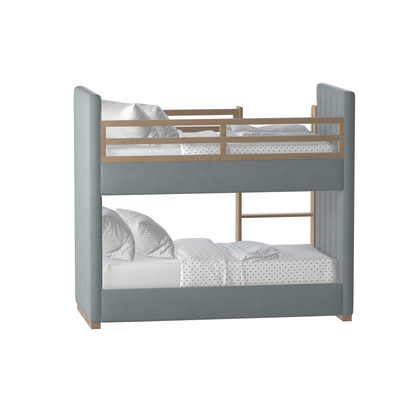 Paolo Bunk Bed with Soft Upholstery and Beechwood Accents