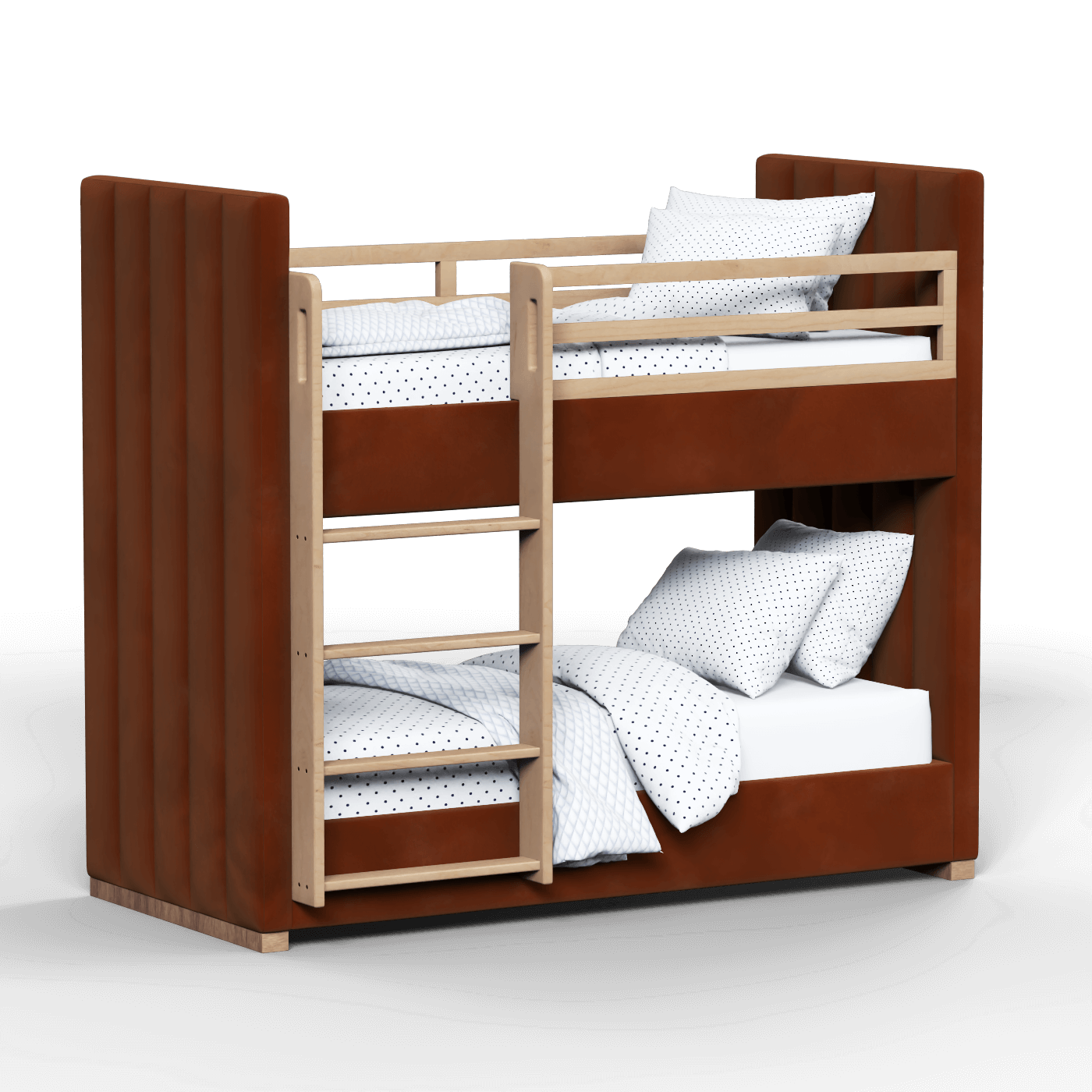 Paolo Bunk Bed with Soft Upholstery and Beechwood Accents
