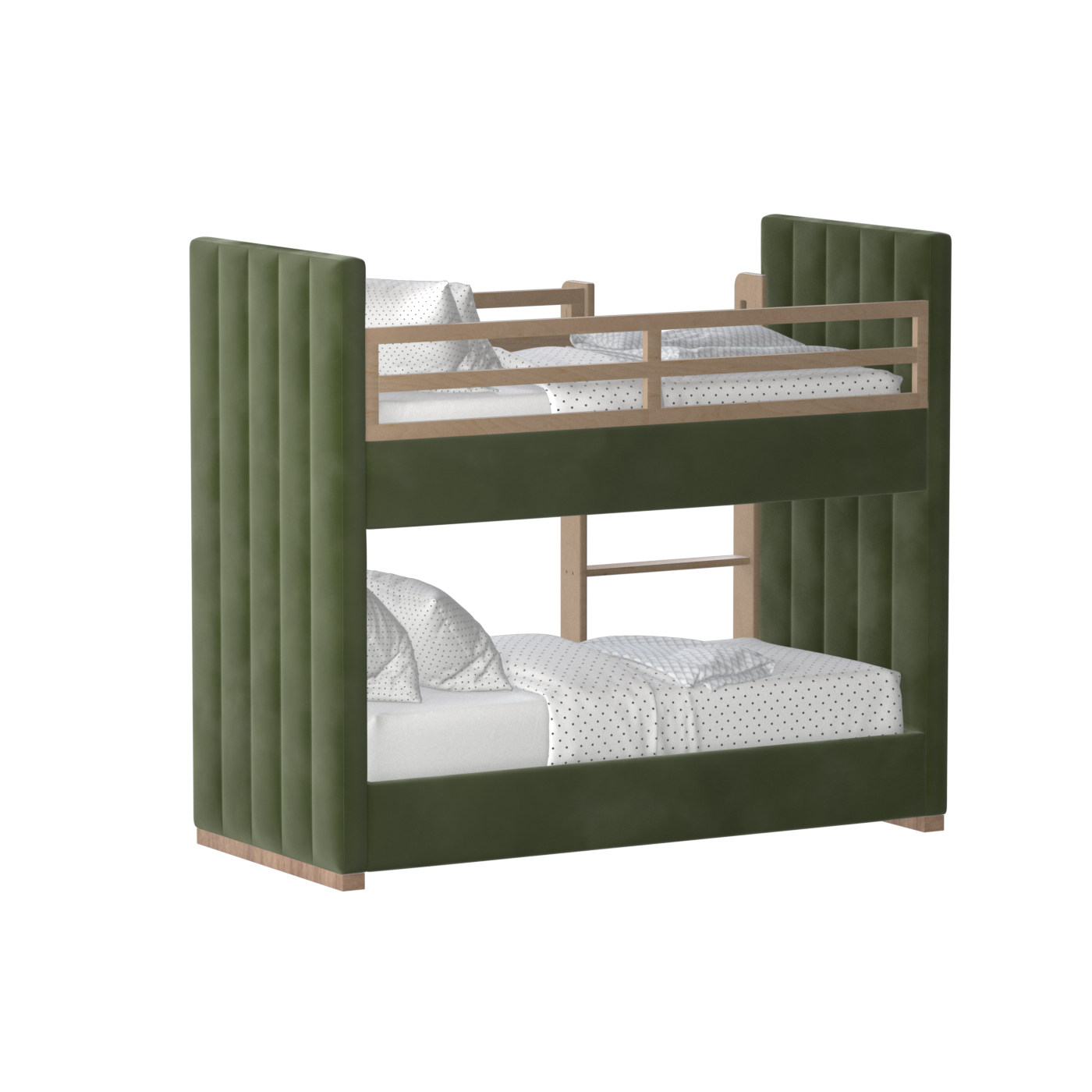 Paolo Bunk Bed with Soft Upholstery and Beechwood Accents
