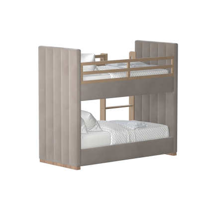 Paolo Bunk Bed with Soft Upholstery and Beechwood Accents
