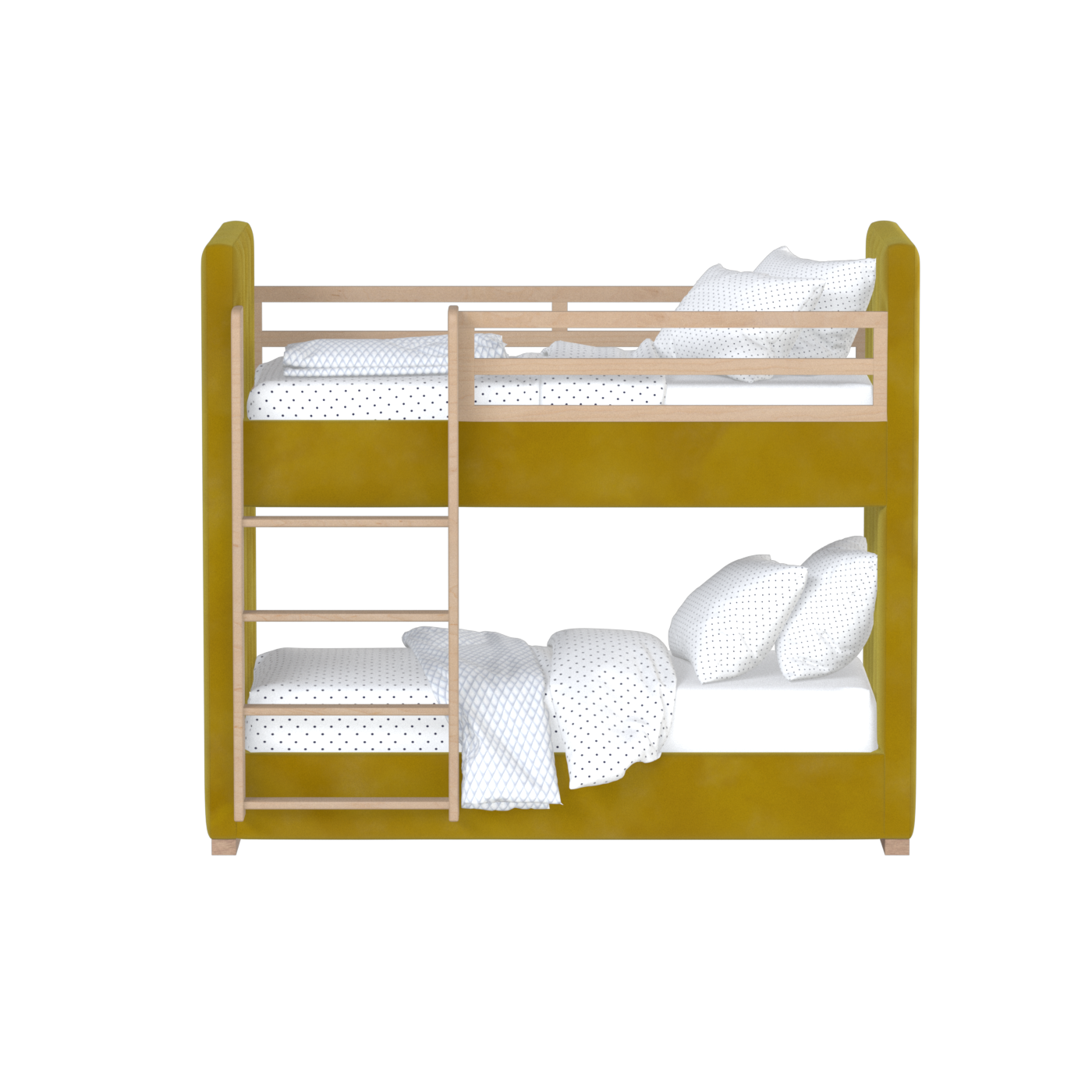 Paolo Bunk Bed with Soft Upholstery and Beechwood Accents