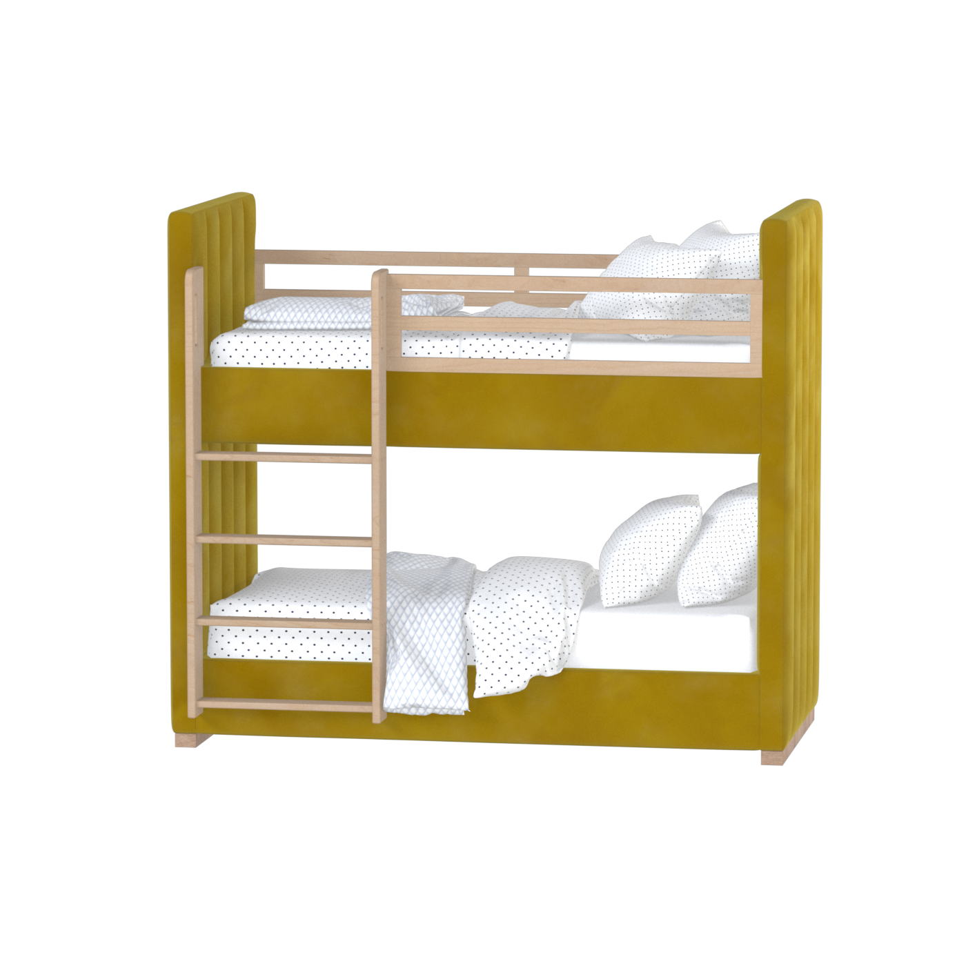 Paolo Bunk Bed with Soft Upholstery and Beechwood Accents