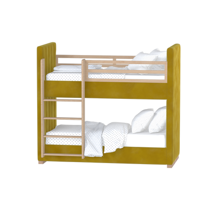 Paolo Bunk Bed with Soft Upholstery and Beechwood Accents