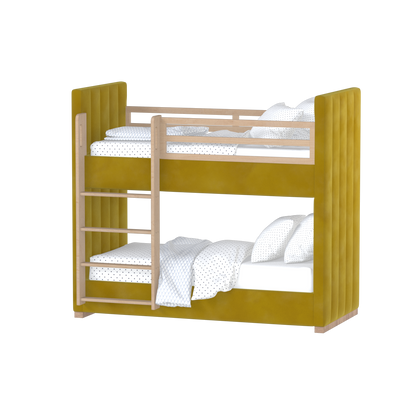 Paolo Bunk Bed with Soft Upholstery and Beechwood Accents