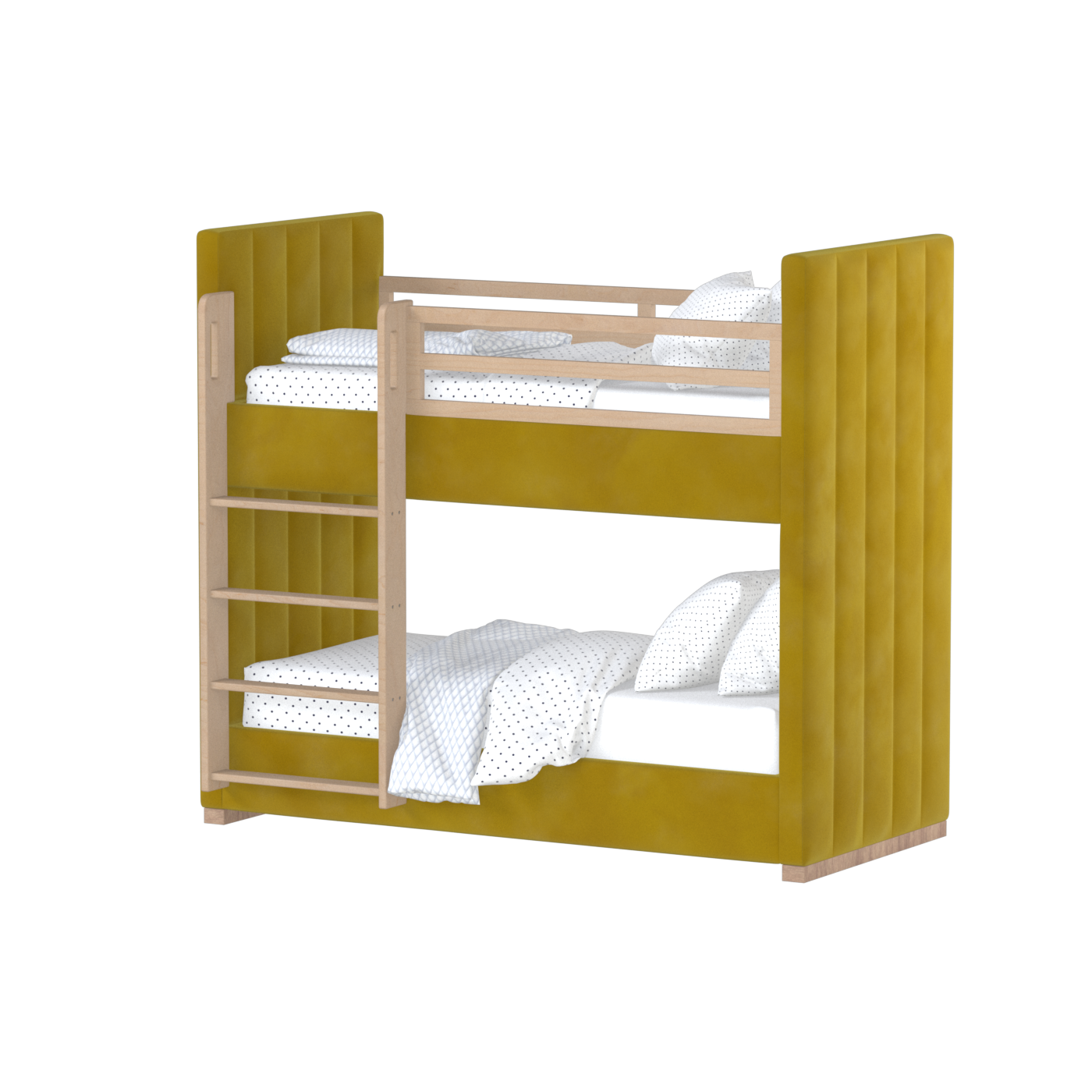 Paolo Bunk Bed with Soft Upholstery and Beechwood Accents