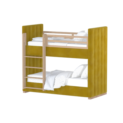 Paolo Bunk Bed with Soft Upholstery and Beechwood Accents