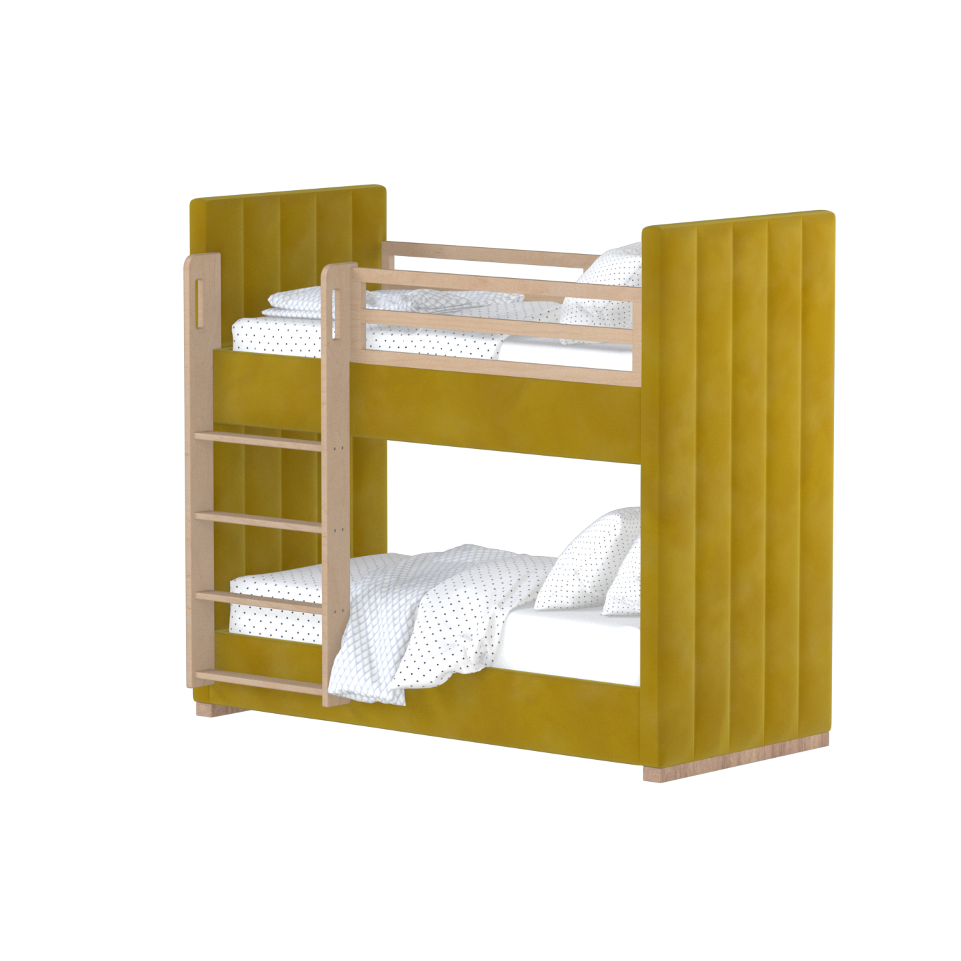 Paolo Bunk Bed with Soft Upholstery and Beechwood Accents