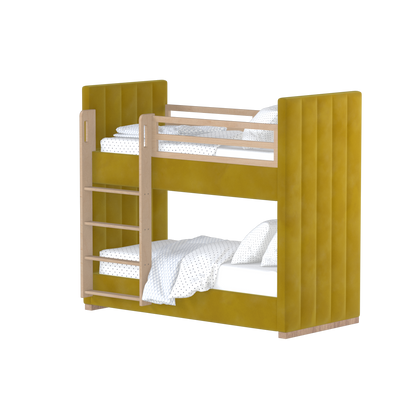Paolo Bunk Bed with Soft Upholstery and Beechwood Accents