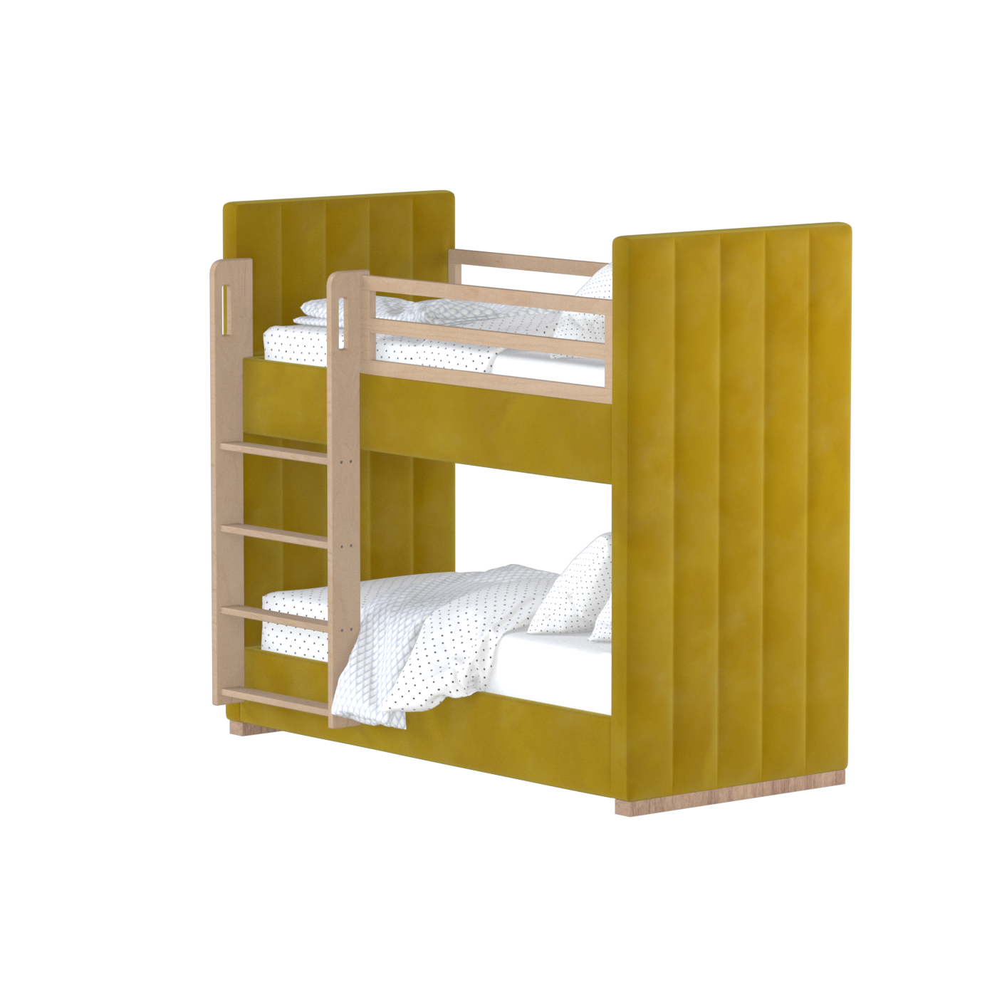 Paolo Bunk Bed with Soft Upholstery and Beechwood Accents
