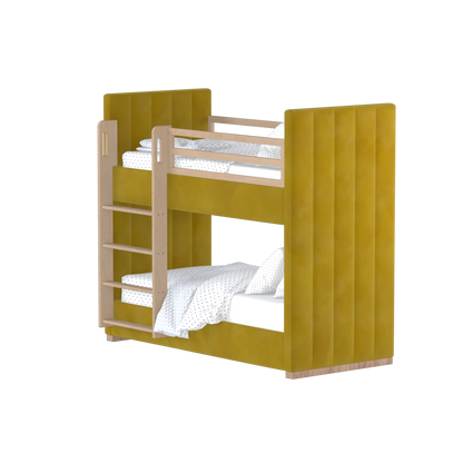 Paolo Bunk Bed with Soft Upholstery and Beechwood Accents