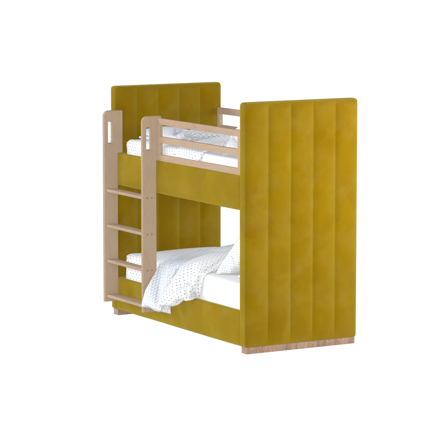 Paolo Bunk Bed with Soft Upholstery and Beechwood Accents