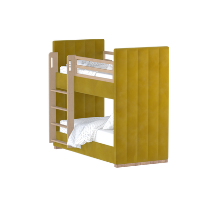 Paolo Bunk Bed with Soft Upholstery and Beechwood Accents