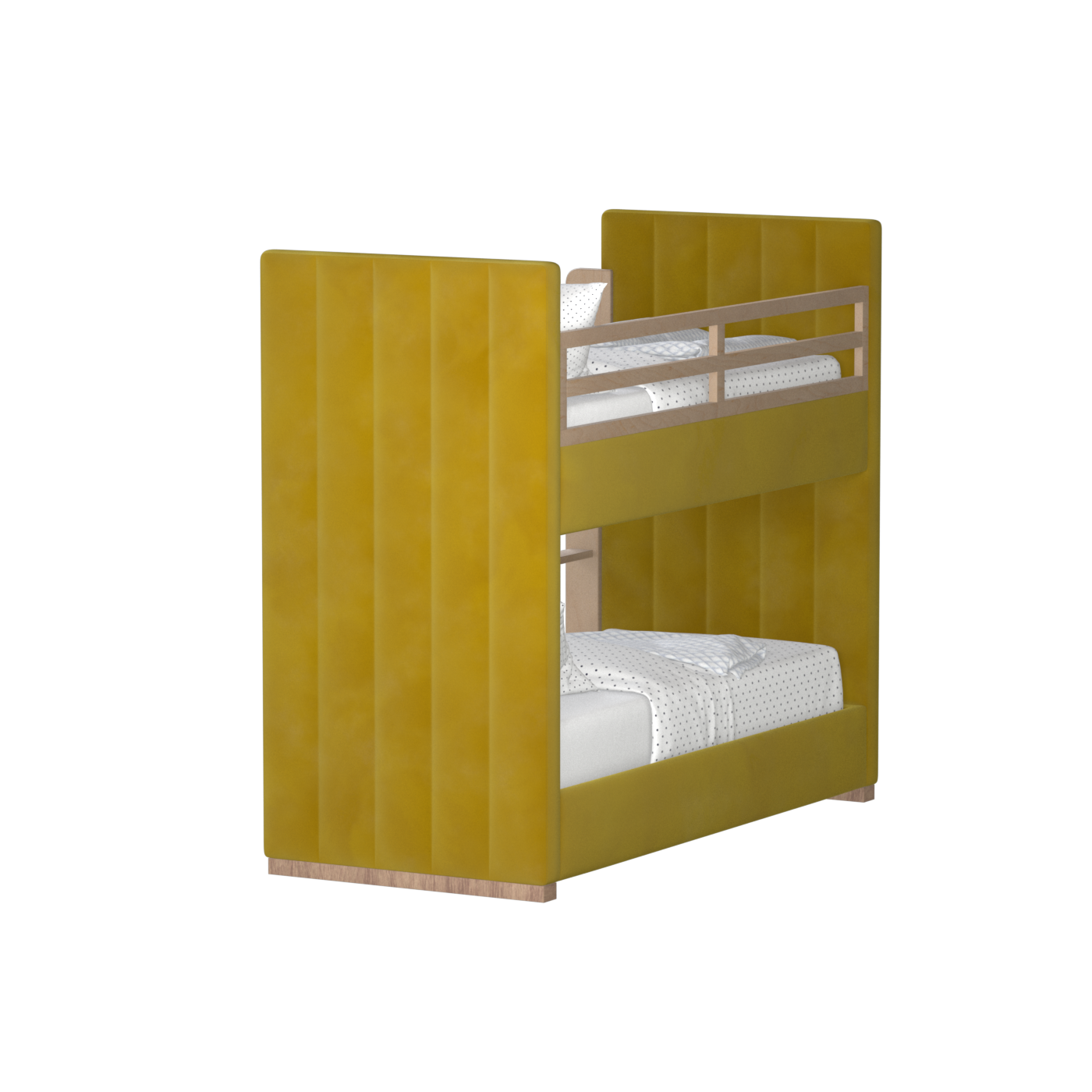 Paolo Bunk Bed with Soft Upholstery and Beechwood Accents