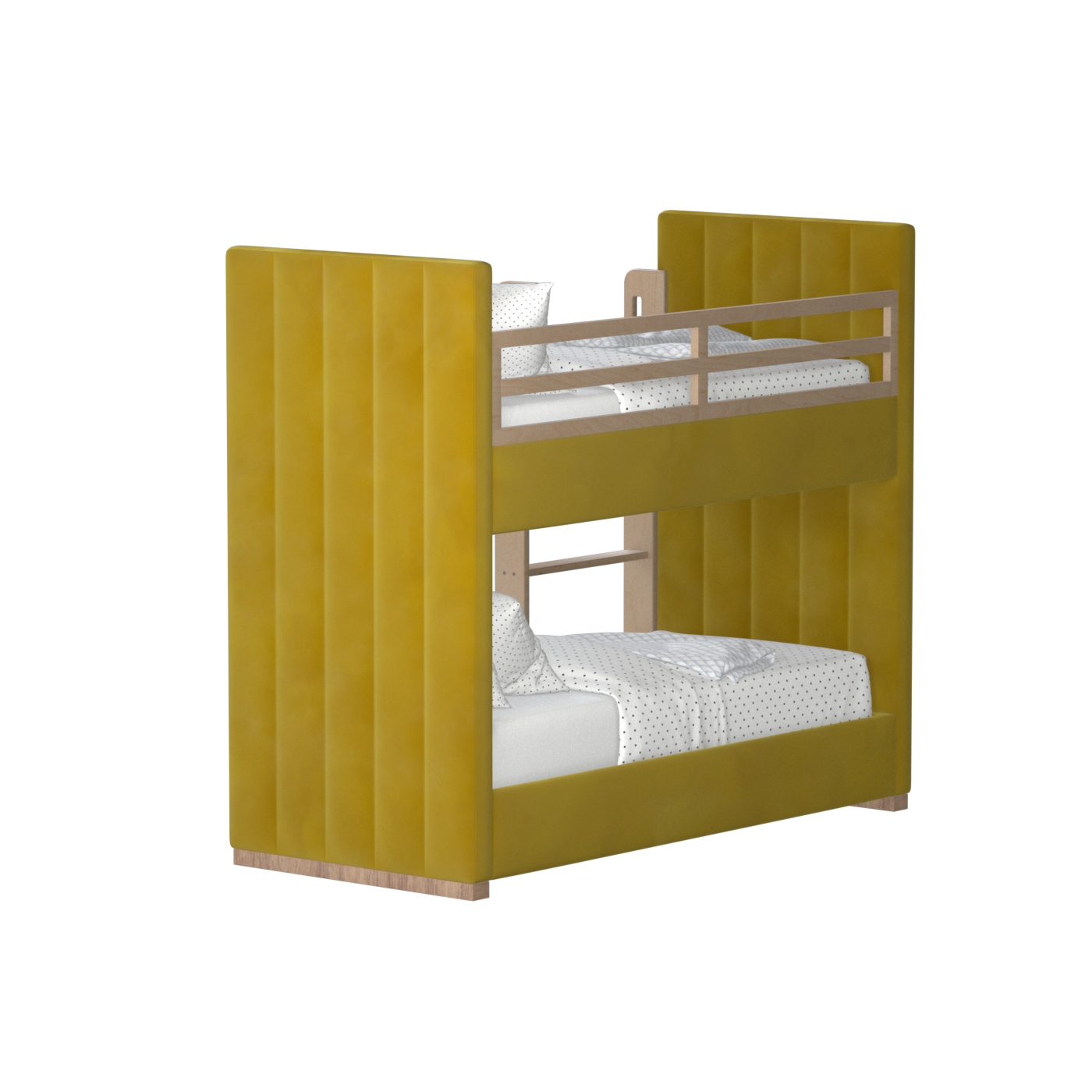 Paolo Bunk Bed with Soft Upholstery and Beechwood Accents