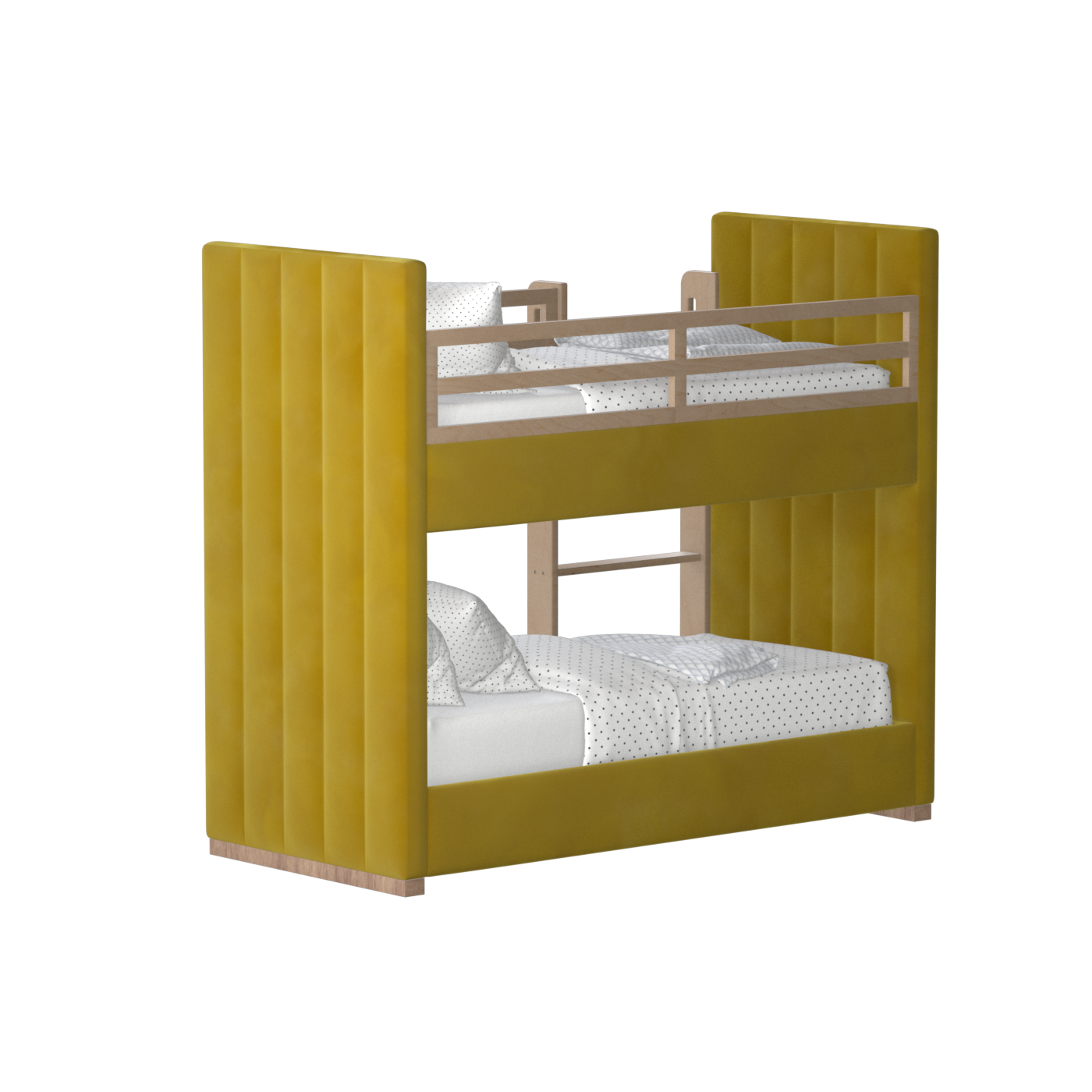 Paolo Bunk Bed with Soft Upholstery and Beechwood Accents