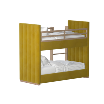 Paolo Bunk Bed with Soft Upholstery and Beechwood Accents