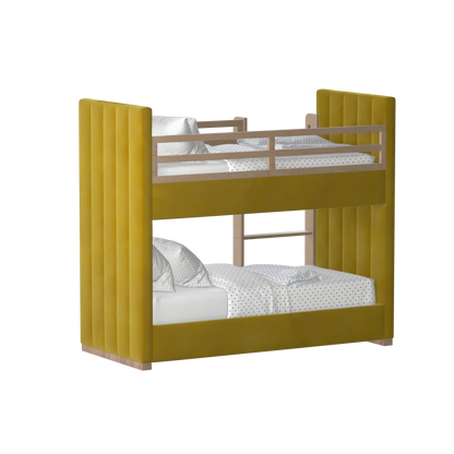 Paolo Bunk Bed with Soft Upholstery and Beechwood Accents