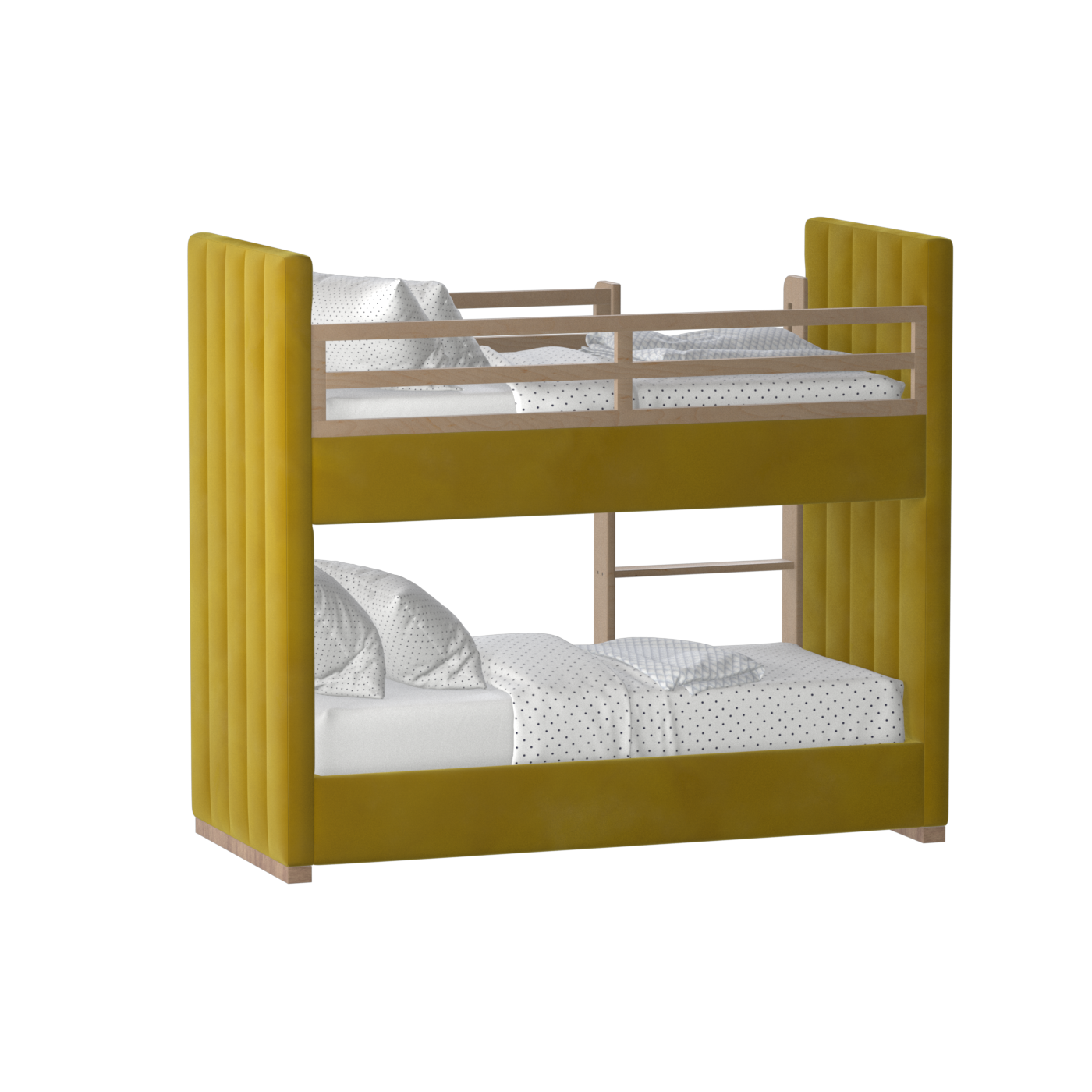 Paolo Bunk Bed with Soft Upholstery and Beechwood Accents