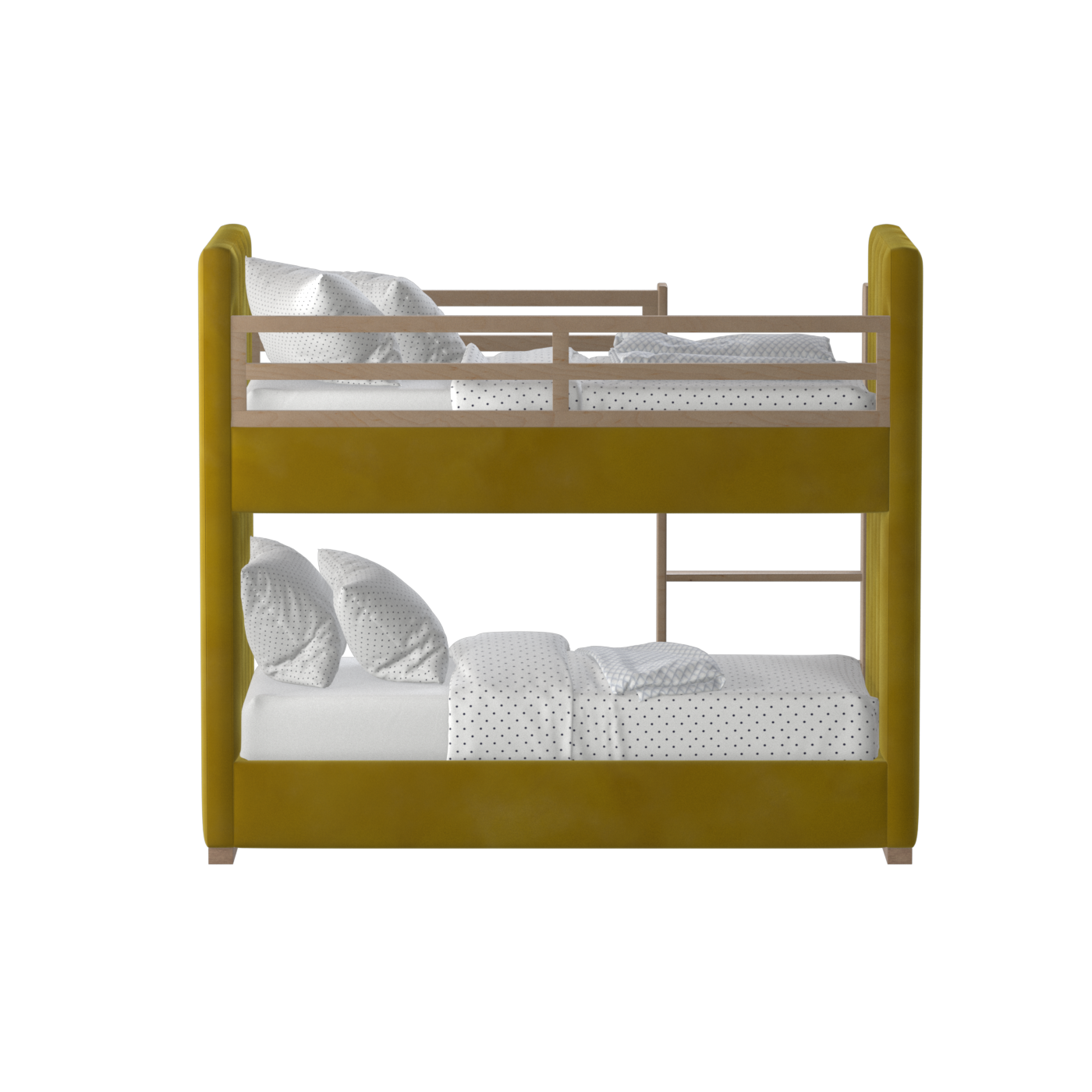 Paolo Bunk Bed with Soft Upholstery and Beechwood Accents